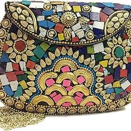 multi-color WOMEN girl party bag Golden metal clutch bag metal mosaic clutch Wallet purse Wedding Box-image-90
