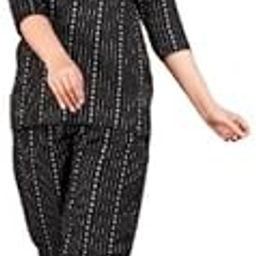 Cotton Top and Payjama Set for Woman, Printed Short Kurti and Pant Set.-47