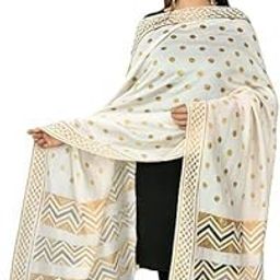 Banarasi silk polka dot zari dupatta for women | Length:- 2.10 Meter Width:- 27 Inch | White/Gold Colour | Womens Stylish-Designer dupata-56