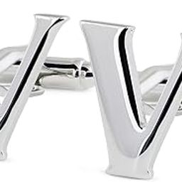 Silver Coloured Alphabet Cufflink (Letter V)-41