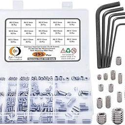 Epi-Torque; The Epic Torque #Doityourself 395Pcs Internal Hex Drive Cup-Point Screws Set Assortment Kit, 15 Sizes M3/4/5/6/8 for Door Handles, Light Fixture, Stainless Steel Matching Allen Keys-picture-5