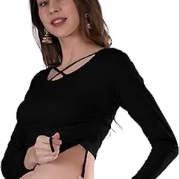 the blazze B1902 Women's Scoop X-Neck Adjustable Drawstring Full Sleeves Readymade Blouse for Women-picture-28