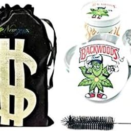 Newzenx® Metal Herb Crusher White Backwoods Rick Monty Grinder (42mm/4 Part Grinder) 1.6 Inch Weed Crusher Included Velvet Pouch & Accessories-picture-32