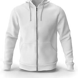 Plain Cotton Blend Stylish Zipper ClosureRegular Fit Hooded Zipper for Men-image-81