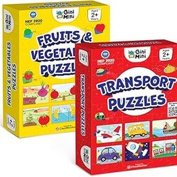 GiniMini Combo Set of 2 Jigsaw Puzzles for Kids | 2 Piece Transport, Fruits & Vegetables Puzzles | Educational Toy for Cognitive Development | Fine-Motor Skills | Age 1, 2 & Above-picture-19
