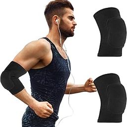 GymWar Pair of Compression Elbow Pads Arm Brace Support Fitness Arm Knee Protector Volleyball Basketball Breathable Elbow Wraps (Black) Free Size-picture-13