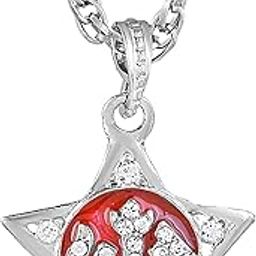 Missmister Brass Silverplated Red Enamel Starshape CZ Allah Word Muslim Pendant Islamic Jewellery (MM7698PCKL)-image-38
