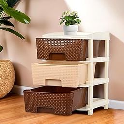 Kuber Industries 3-Layer Plastic Modular Storage Drawer for Home, Kitchen & Office | Chest of Drawers Racks for Storage Multipurpose Dress & Toys Organizer for Kids Room | Multi Brown-33