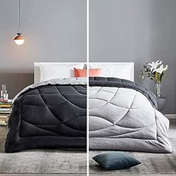Rajasthan crafts Soft Microfibre Comforter Blanket Lightweight Reversible Quilt Duvet All Weather, 200 GSM Single Bed, Light Grey and Dark Grey Color, 350 TC-image-24