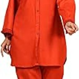 Women’s Cotton Cord Set with Embroidered Yoke, Bell Sleeves, and Lace Trim – Two-Piece Outfit with Coordinated Top and Pants for Comfort and Seasonal Outings | Size - S to 2XL-image-7