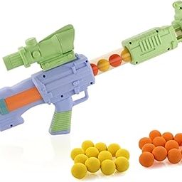 Chanak Space Explorer Pneumatic Gun Include 12 Orange & 12 Yellow Soft Foam Ball, for Indoor Outdoor Use Safe for Boys Girls, Above 5+ Age, BIS Approved-12