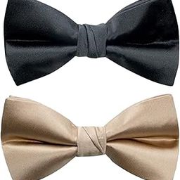 Premium Satin Bow Tie Combo for Men | Adjustable Neckband for Perfect Fit | Handcrafted Bow Tie for Suits, Blazers & Tuxedo for Formal Events & Weddings (Pack of 2) (Black & Champagne)-picture-48
