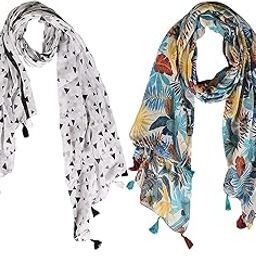 Printed Combo Scarfs for Girl's, Ladies and Women Light Weight and Soft Poly Cotton Fabric Scarves (Multicolor,S06-(Pack of 2)-image-41