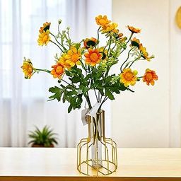 CURATED CART Artificial Daisy Flowers - Pack of 2 Faux Daisy Bouquets, 30 cm Tall with 10 Flower Heads per Stem - UV Resistant Plastic Plants for Indoor & Outdoor Use - Home, Garden (Yellow) (No Vase)-image-49