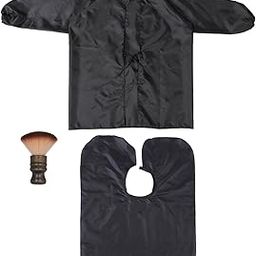 Hair Salon Hair Cutting Cape Set with Salon Barber Overclothes Salon Barber Cape Hairdressing Apron with Neck Brush, Black pekdi-picture-15