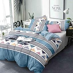 Soft Premium Cotton Blend Double Quilt Cover Blanket Cover Razai Duvet Cover for Double Size Duvets with Zip 90"x 100", (Sky Blue)-image-63