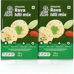 Pure & Sure Organic Rava Idli Instant Mix 500gm (250Gm x Pack Of 2)|Authentic South Indian Taste|Rich In Aroma & Flavors|0% Maida|Instant Breakfast-image-1