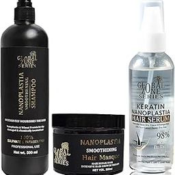Global Zone Series Nanoplastia Smoothening Hair Care Set | 500 ml Shampoo + 500 ml Hair Masque | hair Serum +100 ml Sulphate & Paraben Free | For Dry, Damaged, Chemically Treated Hair | Professional Use-image-24