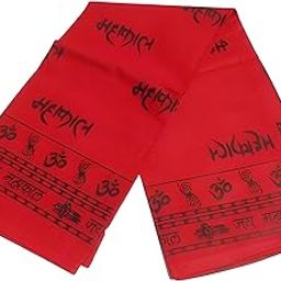 Feynman 100% Cotton Super Soft & Absorbent Mahakal Printed Gamcha for Women & Men Size 27x54 Inch Gamcha (Red)-25