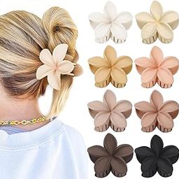 Hair Clips Clutchers for Women Ponytail Claw Clip 8 Pcs Flower Claw Clips for Women & Girls | Matte Finish Colorful Hair Clutcher Set | Trendy Floral Hair Accessories for Daily Use-image-48