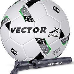 Vector X Orion TPU Machine Stitched Indoor/Outdoor Water-Resistant Football + Pump with SR Bladder, White-Green, Size 5, Suitable for Match and Training for Adults 15+ Years + Free Air Needle-picture-16