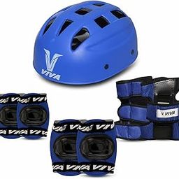 Viva Protective Set Protective Set (Knee/Elbow/Wrist Guard) Multi Purpose Safety Kit for Skateboarding, Roller Skating, Inline Skating, Cycling and Other Sports (Senior,Blue)-picture-1