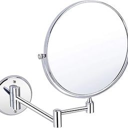 U-S-F BATH ACCESSORIES USF Makeup Mirror | Shaving Mirror | Bathroom Mirror with 5X Magnifying Mirror & Wall Bracket with Adjustable Frame (Silver)(Round) Framed-51