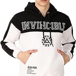 Marvel Iron Men Graphic Printed Oversized Full-Sleeve Black and White Hoodie | Sweatshirt Hoodie | Baggy Hoodie for Men-image-58