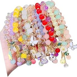 MOOLYAVAAN PRODUCTS Colorful Crystal Bracelet Elastic Flower Cartoon Charm Beaded Bracelet Friendship Band (RANDOM STYLE)-image-3
