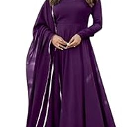 Anarkali Georgette Straight Suits for Women | Anarkali Suit for Women Readymade | Gown for Women semi-Stitched | Gown in Clothing & Accessories-image-95