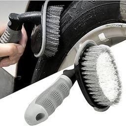 UCRAVO Pack of 1 All T-Type Car Tyre Cleaning Brush Scrubber with Anti Slip Handle Multi-Functional SUV Tire Wheel Rim Hub Washing Cleaner, Car Cleaning Brush Set, Tire Brush for Car, Motorcycle-image-41