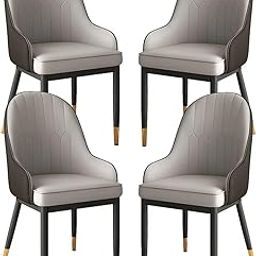 Dream Furnishing - Set of 4 Dinning Chairs Elegant & Luxury Looks Strong Metal Frame Legs for Home Cafe Office Hotel (Black-Silver Grey)-image-19