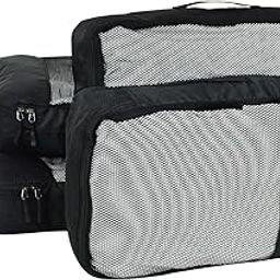 Packing Cubes Travel Pouch Bag/Clothes Organiser Set of 4 (2 Large and 2 Medium) - Black, Polyester-45