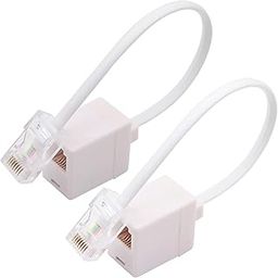 2 Pack RJ45 to RJ11 Converter Adapter Connector Cable, RJ11 6P4C Female to Ethernet RJ45 8P8C Male Converter Cord White Ted Lele-21