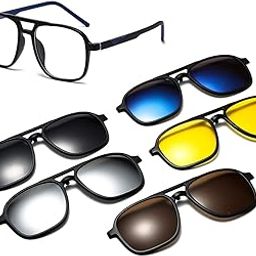 Magnetic Clip on Sunglasses for Men & Women Oversized TR90 Polarized UV Protection Retro Pilot Optical Spectacle Frame With Spring Hinge Large-16
