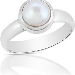 925 Sterling Silver Fresh Water Pearl Anniversary For Her Ring | Women and Girls | Certificate of Authenticity and 925 Stamp | 6 Month Warranty-image-2