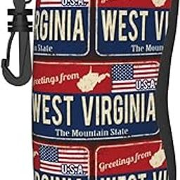 West Virginia USA State Flag map red Blue Sunglasses Case for Men Women Soft Ultra Light Neoprene Zipper Eyeglass Case with Belt Clip-14