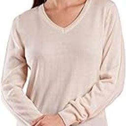 Women V-Neck Self Design Ribbed Hem Flat Knitted Pullover Sweater-picture-1