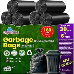 Realize Biodegradable Garbage Bags Medium | 20 x 24 Inch | Pack of 6 Rolls (180 pieces) | 30 bags per roll | garbage bags, garbage bag medium, Trash Bag, Dustbin bag-picture-28