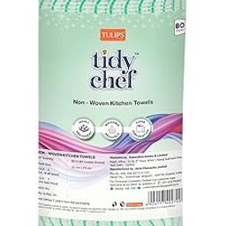 TULIPS Tidy Chef Non- Woven Kitchen Towels, Reusable, Washable & Highly Absorbent (80 Sheets Per Roll) Colour Variant-image-61