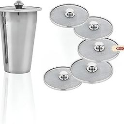 Kitchen Expert Stainless Steel Small Net Lid Set | Set of 6 (9 CM) | Glass Lid/jali | Net Covers With Knob | Cup/Mugs Lids | Steel Round Shape Net Coasters | Strong & Sturdy Handle | Steel Net Ciba-picture-11