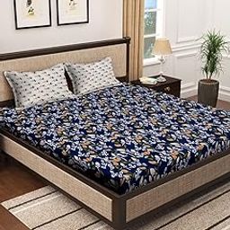 Klotthe Multicolor Floral 300 TC Cotton Blend Super King Double Bedsheet with 2 Pillow Covers-image-62