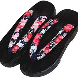 2xJapanese Clogs Slippers Geta Sandals Flip Flops for Men Women Black Round 38-image-2