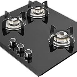 KAFF Built-in Hob/Hobtop 3 Burners with Auto Electric Ignition Glass Top, 60 CM, Brass Burners, Matt Enameled Pan Support, 8 MM Thick Toughened Glass (Black) | VRH 603-image-14