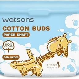 Watsons Paper Shaft Cotton Buds, 300 Pieces, 76mm Length, Mr. Giraffe-39