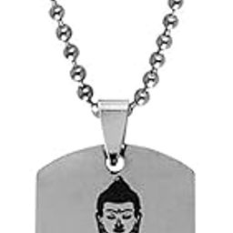 Religious Lord Buddha Meditating Embrace Nirvana Yoga Buddhist Jewelry Black And Silver Stainless Steel Pendant Necklace Chain LSPn22099-image-44