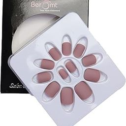 Beromt Set of 12 pcs Matte finish nails False Nails Acrylic Full Fake Nails with 1 nail glue sticker sheet and Nail Art Kit - 507-picture-36