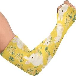 Cooling Arm Sleeves for Men Women UV Sun Protection Arm Covers Rabbit Animal Yellow Compression Sleeves Sports Football Golf Cycling-image-32