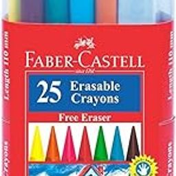 Faber-Castell Erasable Plastic Crayon Set Gift Pack- 110mm, Pack of 25 (Assorted)-13