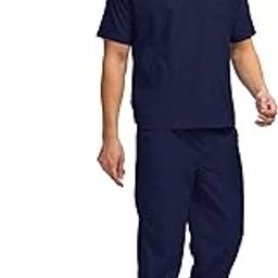 KNYA Classic Men's 5-Pocket Mandarin Collar Scrub Suit| Regular fit | Short Sleeves | For Doctors (XL, Navy Blue)-picture-24